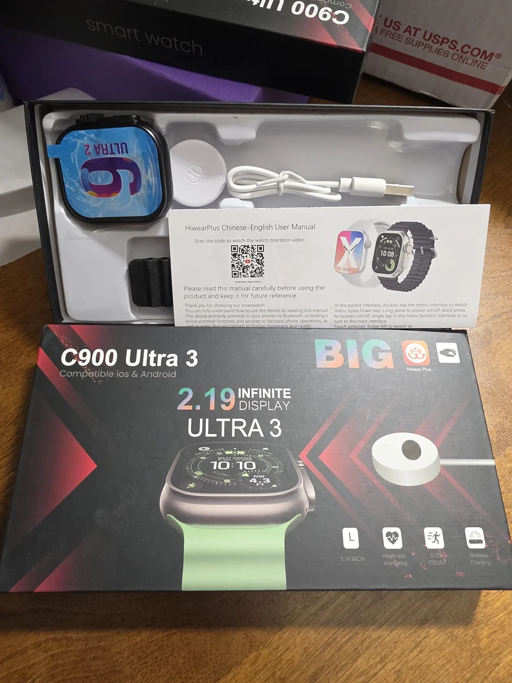 C900 Ultra 3 Smartwatch - Green Silicone Strap